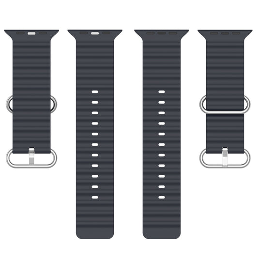 Ocean Silicone Watch Band for Apple Watch Series 8&7 41mm / SE 2&6&SE&5&4 40mm / 3&2&1 38mm (Midnight) by buy2fix