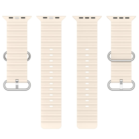 Ocean Silicone Watch Band for Apple Watch Series 8&7 41mm / SE 2&6&SE&5&4 40mm / 3&2&1 38mm (Starlight) by buy2fix