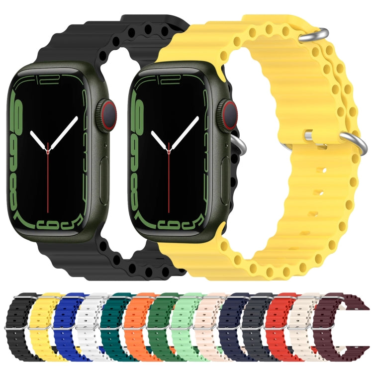Ocean Silicone Watch Band for Apple Watch Series 8&7 41mm / SE 2&6&SE&5&4 40mm / 3&2&1 38mm (Starlight) by buy2fix