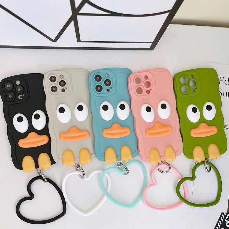 For iPhone 11 Wave Edge Big Duck Silicone Phone Case with Wristband(Black) by buy2fix