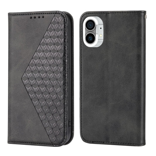 For Nothing Phone 1 Cubic Grid Calf Texture Magnetic Closure Leather Phone Case(Black) by buy2fix