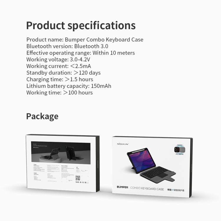 For Samsung Galaxy Tab S8/S8 5G Nillkin Bumper Combo Keyboard Case by NILLKIN