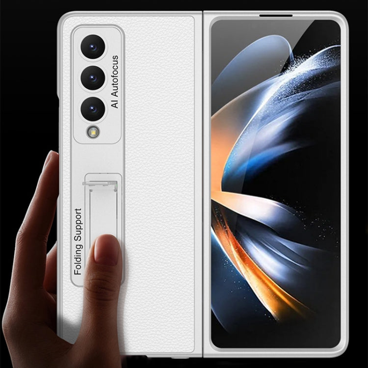 For Samsung Galaxy Z Fold4 GKK Ultra-thin Plain Leather Full Phone Case with Stand(Cross Texture) by GKK