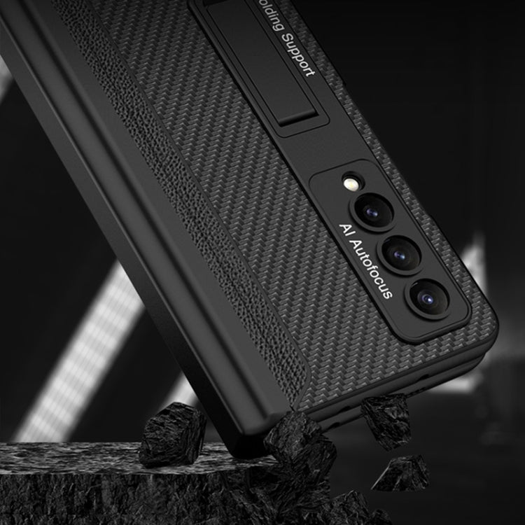 For Samsung Galaxy Z Fold4 GKK Integrated Magnetic Flip Plain Leather Phone Case with Pen Box(Cross Texture) by GKK