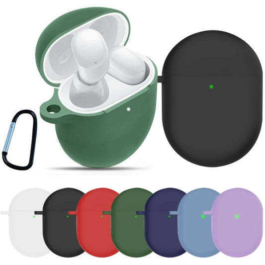 For Redmi Buds4 Silicone Earphone Protective Case with D Carabiner(Deep Green) by buy2fix