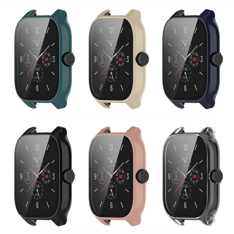 For Amazfit GTS 4 PC + Tempered Glass Integrated Protective Watch Case(Pink) by buy2fix