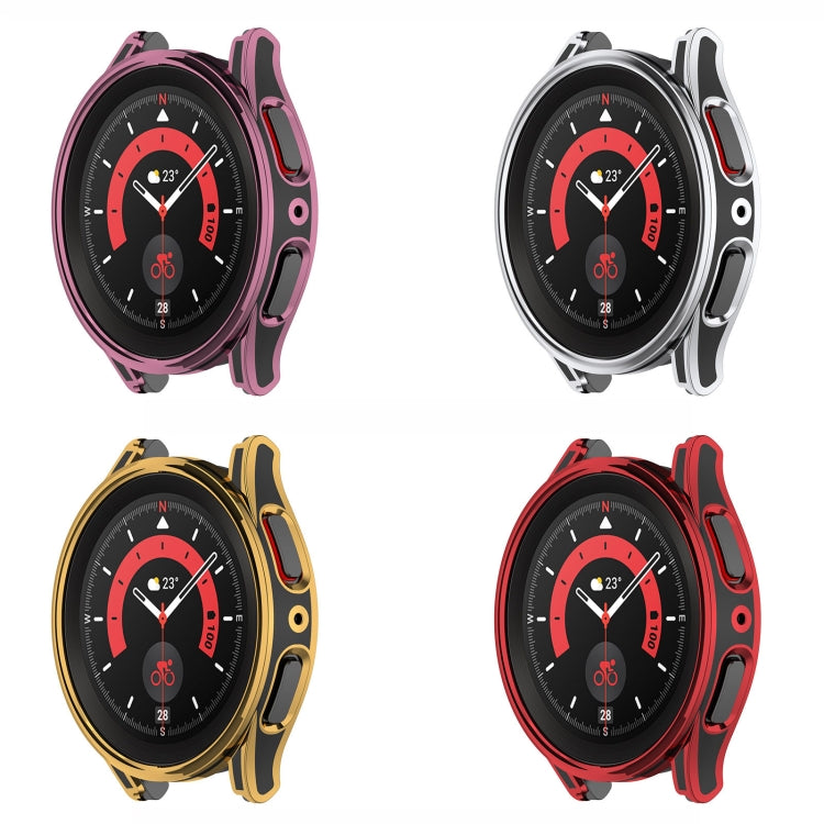 For Samsung Galaxy Watch5 40mm Hanging Sculpture Two-color Protective Watch Case with Tempered Glass Film(Red) by buy2fix