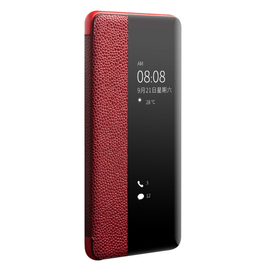 For Huawei P40 Pro QIALINO XiangNai Texture Side Window View Leather Phone Case(Red) by QIALINO