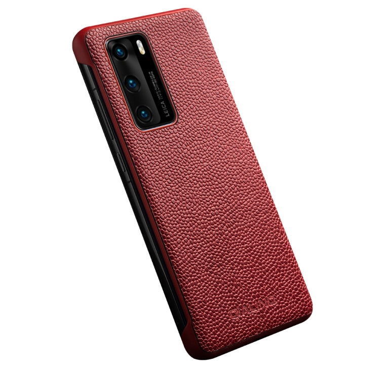 For Huawei P40 QIALINO XiangNai Texture Side Window View Leather Phone Case(Red) by QIALINO