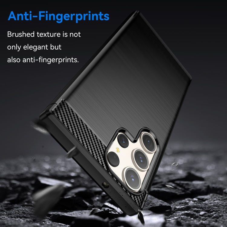 For Samsung Galaxy S23 Ultra 5G Brushed Texture Carbon Fiber TPU Phone Case(Black) by buy2fix