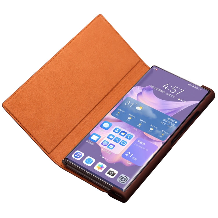 For Huawei Mate XS 2 QIALINO Crocodile Pattern Genuine Leather Phone Case(Brown) by QIALINO