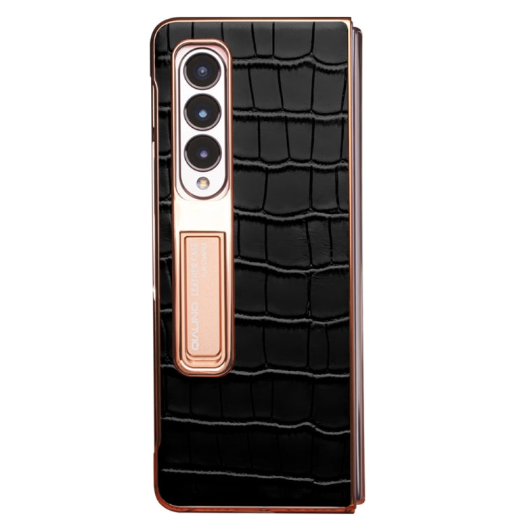For Samsung Galaxy Z Fold3 5G/W22 5G QIALINO 2 in 1 Crocodile Pattern Genuine Leather + PC Phone Case(Black) by QIALINO