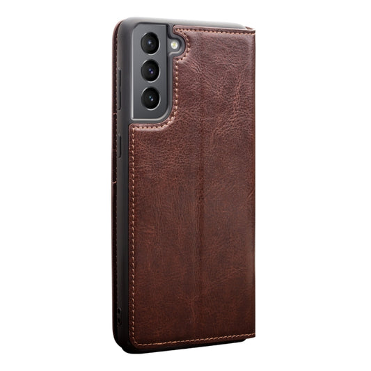 For Samsung Galaxy S21+ 5G QIALINO Genuine Leather Phone Case(Brown) by QIALINO