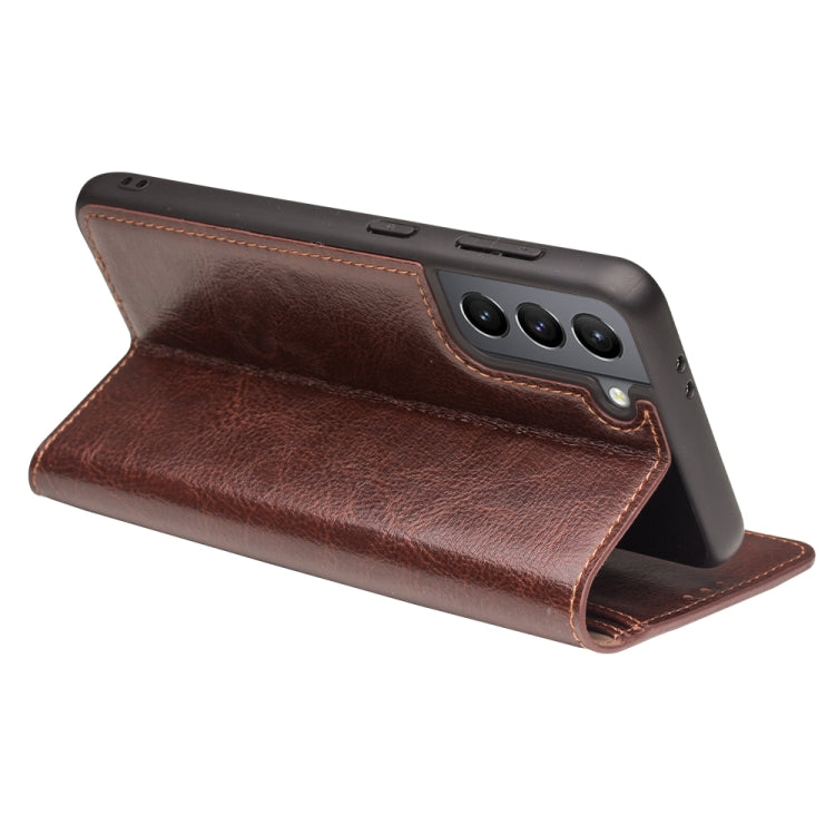For Samsung Galaxy S21+ 5G QIALINO Genuine Leather Phone Case(Brown) by QIALINO