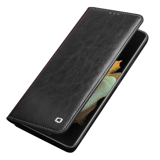 For Samsung Galaxy S21 Ultra 5G QIALINO Genuine Leather Phone Case(Black) by QIALINO