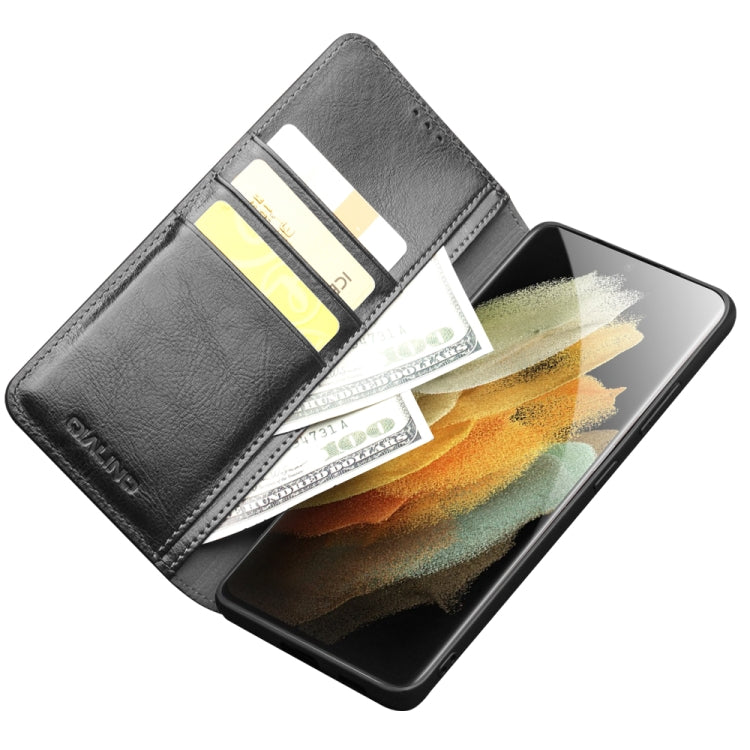 For Samsung Galaxy S21 Ultra 5G QIALINO Genuine Leather Phone Case(Black) by QIALINO
