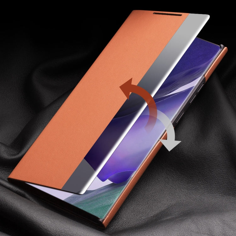 For Samsung Galaxy Note20 Ultra QIALINO Genuine Leather Side Window View Smart Phone Case(Black) by QIALINO