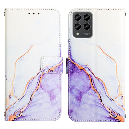 For T-Mobile Revvl 6 Pro 5G PT003 Marble Pattern Flip Leather Phone Case(White Purple LS006) by buy2fix