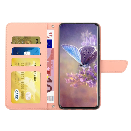 For vivo X80 Lite/V25 5G HT03 Skin Feel Butterfly Embossed Flip Leather Phone Case(Pink) by buy2fix