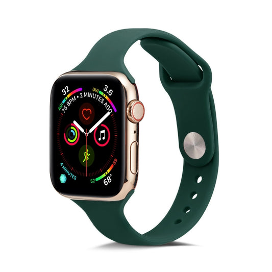 For Apple Watch 5/4 40mm & 3/2/1 38mm Thin Silicone Watch Band(Deep Green) by buy2fix