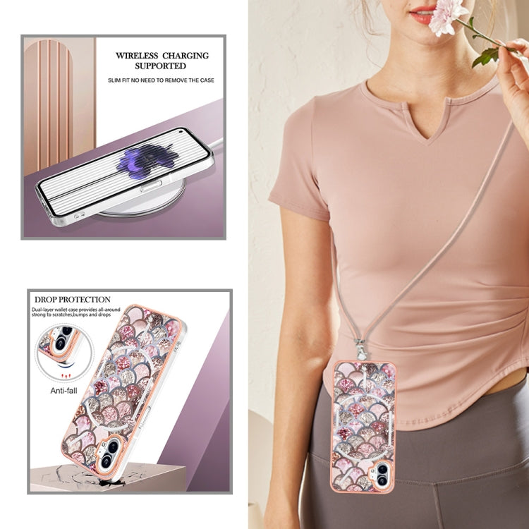 For Nothing Phone 1 Electroplating IMD TPU Phone Case with Lanyard(Pink Scales) by buy2fix