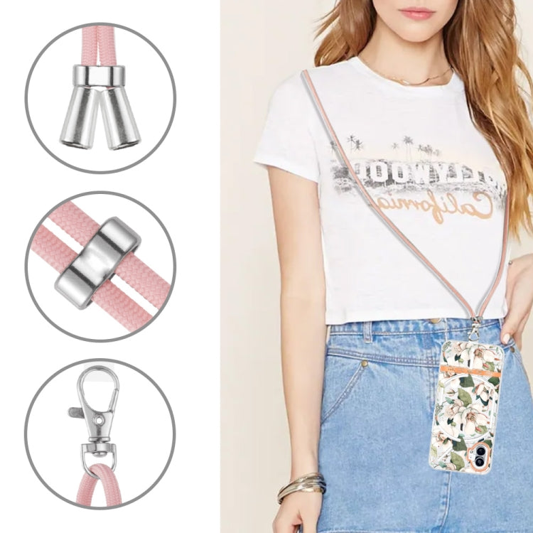 For Nothing Phone 1 Flowers Series TPU Phone Case with Lanyard(Green Gardenia) by buy2fix