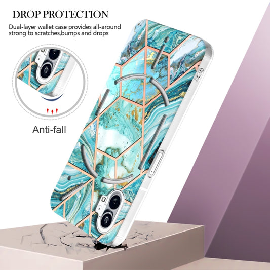 For Nothing Phone 1 Electroplating Splicing Marble TPU Phone Case(Blue) by buy2fix