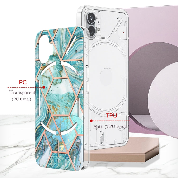 For Nothing Phone 1 Electroplating Splicing Marble TPU Phone Case(Blue) by buy2fix