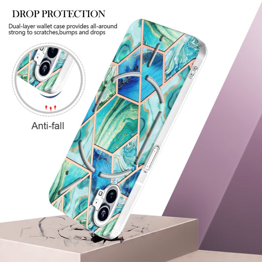 For Nothing Phone 1 Electroplating Splicing Marble TPU Phone Case(Green) by buy2fix