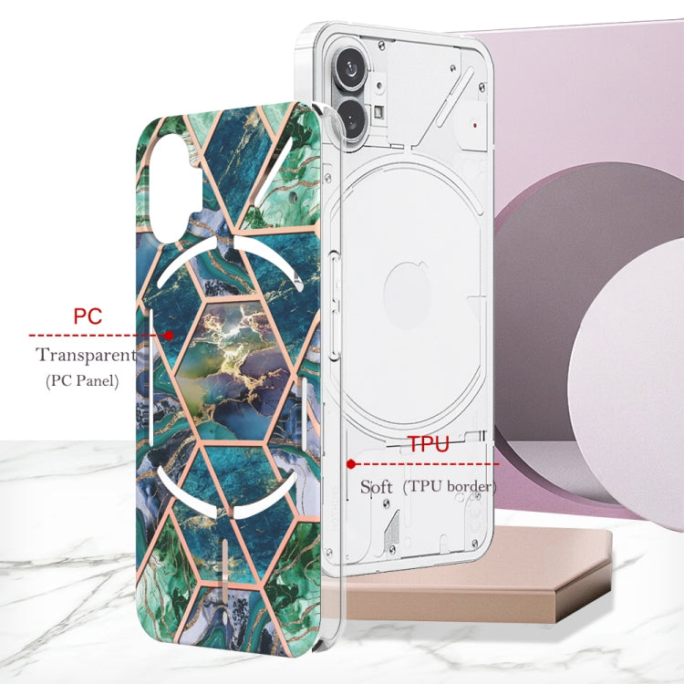 For Nothing Phone 1 Electroplating Splicing Marble TPU Phone Case(Blue Green) by buy2fix