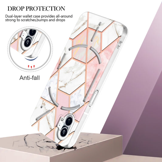 For Nothing Phone 1 Electroplating Splicing Marble TPU Phone Case(Pink White) by buy2fix