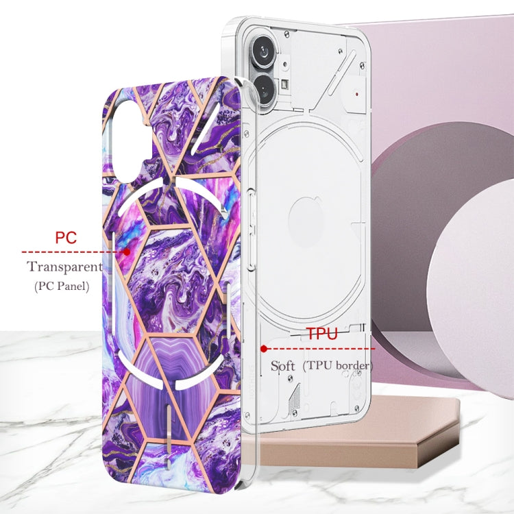 For Nothing Phone 1 Electroplating Splicing Marble TPU Phone Case(Dark Purple) by buy2fix