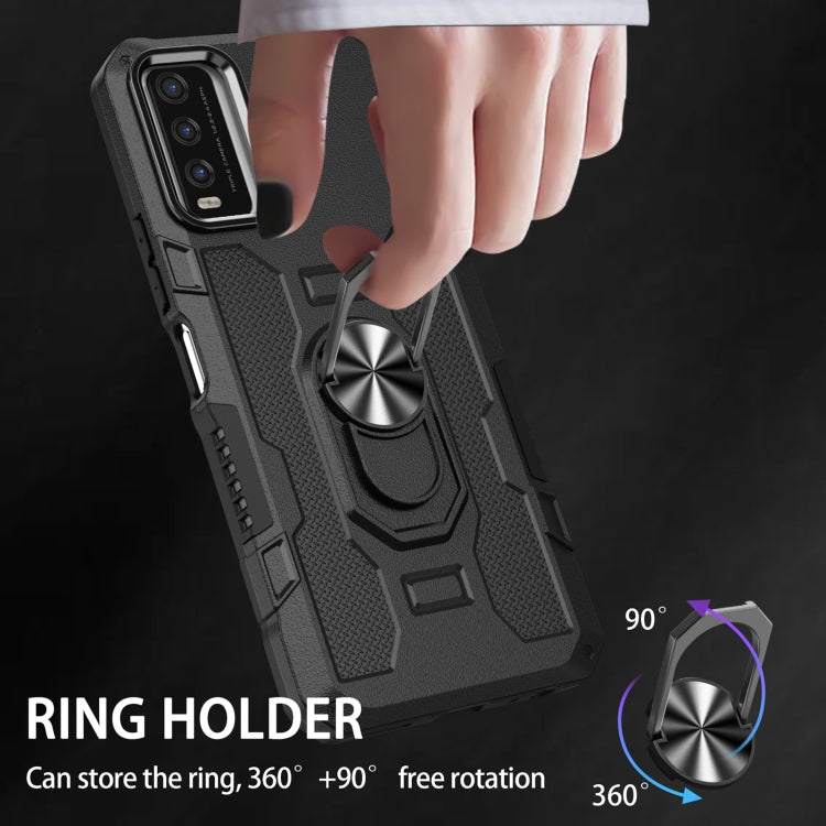 For vivo Y20 Ring Holder Armor Hybrid Phone Case(Black) by buy2fix