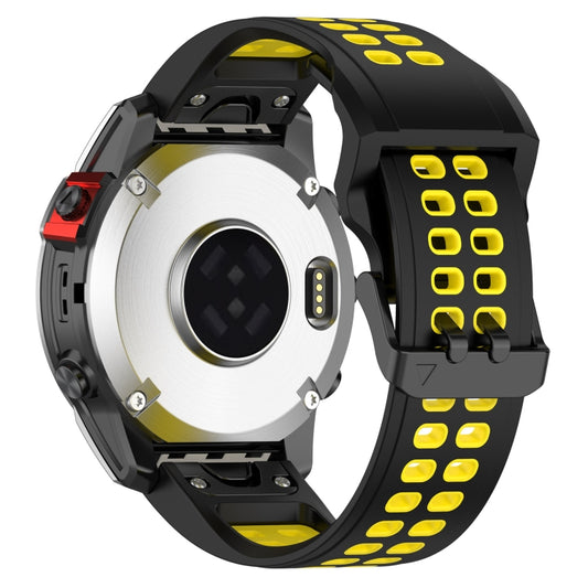 For Garmin Enduro / Coros Vertix 2 26mm Quick Release Double Row Silicone Watch Band(Black Yellow) by buy2fix