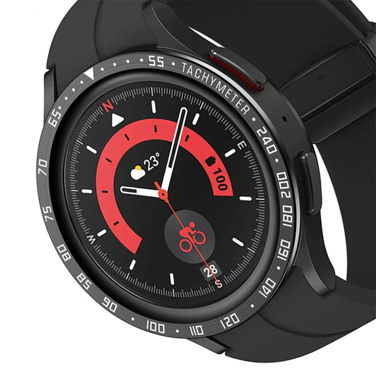 For Samsung Galaxy Watch5 Pro 45mm E Style Dial Steel Protective Frame(Black) by buy2fix