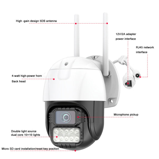QX67 3MP Humanoid Recognition AI Alarm WiFi Dome IP Camera, US Plug by buy2fix