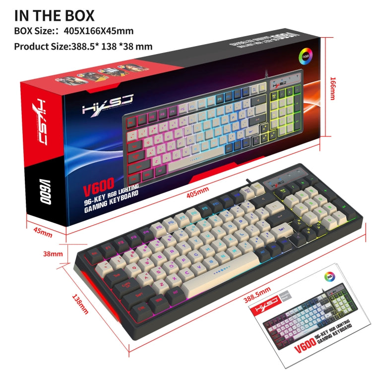 HXSJ V600 96-key RGB Backlit Dual-color Injection-molded Wired Gaming Keyboard by HXSJ