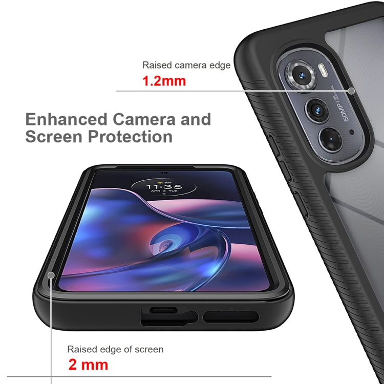 For Motorola Moto Edge 2022 Starry Sky Solid Color TPU Clear PC Phone Case(Sky Blue) by buy2fix