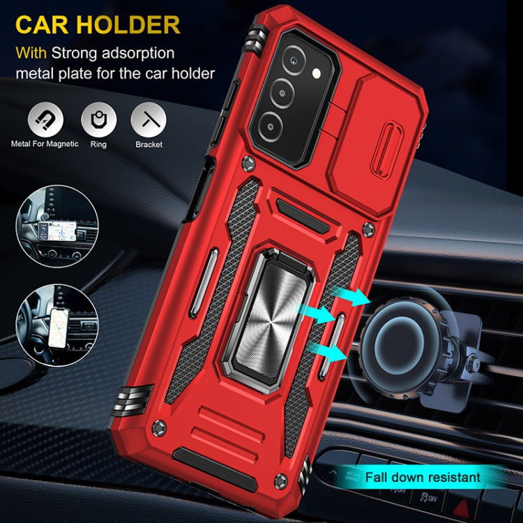 For Samsung Galaxy A03s Armor PC + TPU Camera Shield Phone Case(Red) by buy2fix