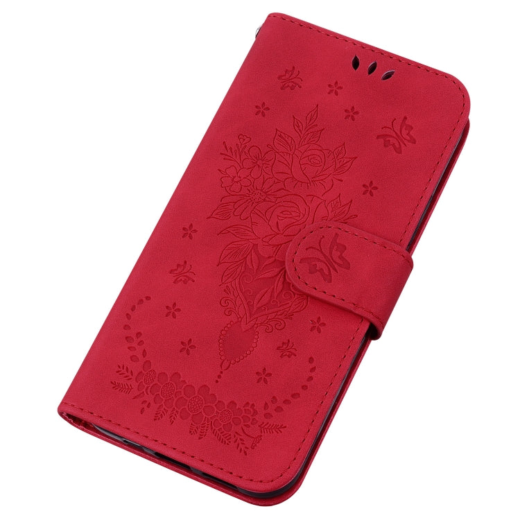 For Infinix Smart 6 Plus Butterfly Rose Embossed Leather Phone Case(Red) by buy2fix