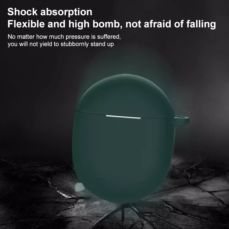 For Google Pixel Buds Pro Wireless Earphone Silicone Protective Case with Hook(Dark Green) by buy2fix