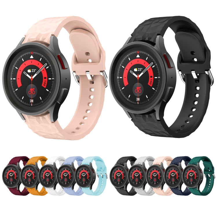 For Samsung Galaxy Watch 5 / Watch 5 Pro Rhombus Texture Silicone Watch Band(White) by buy2fix