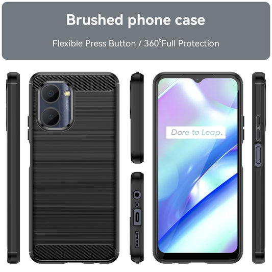 For Realme C30s Brushed Texture Carbon Fiber TPU Phone Case(Black) by buy2fix