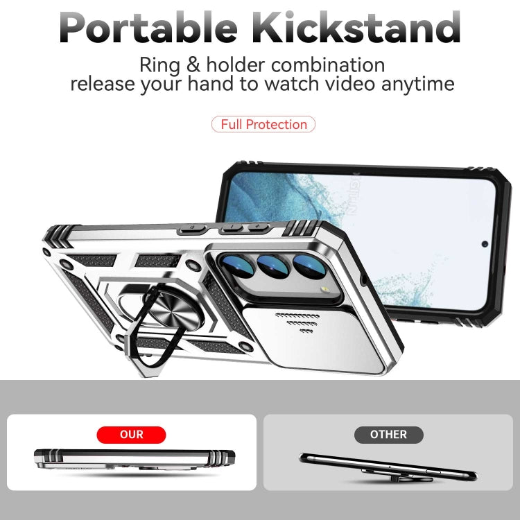 For Samsung Galaxy S23+ 5G Sliding Camshield Holder Phone Case(Silver) by buy2fix