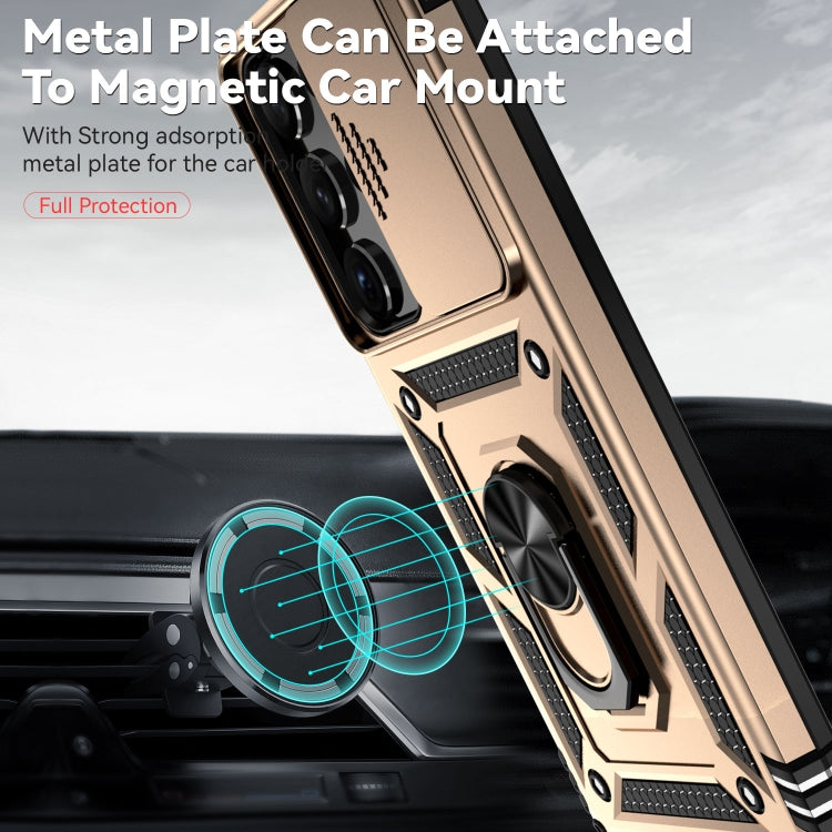 For Samsung Galaxy S23 Ultra 5G Sliding Camshield Holder Phone Case(Gold) by buy2fix