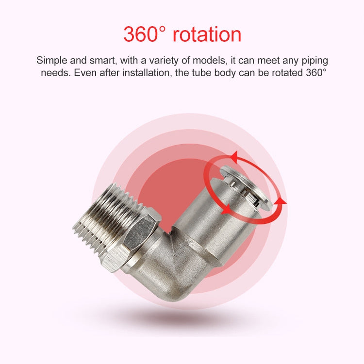 PL8-03 LAIZE Nickel Plated Copper Elbow Male Thread Pneumatic Quick Fitting Connector by LAIZE