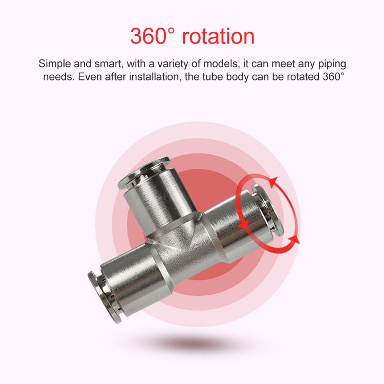PE-8 LAIZE Nickel Plated Copper Tee Pneumatic Quick Fitting Connector by LAIZE