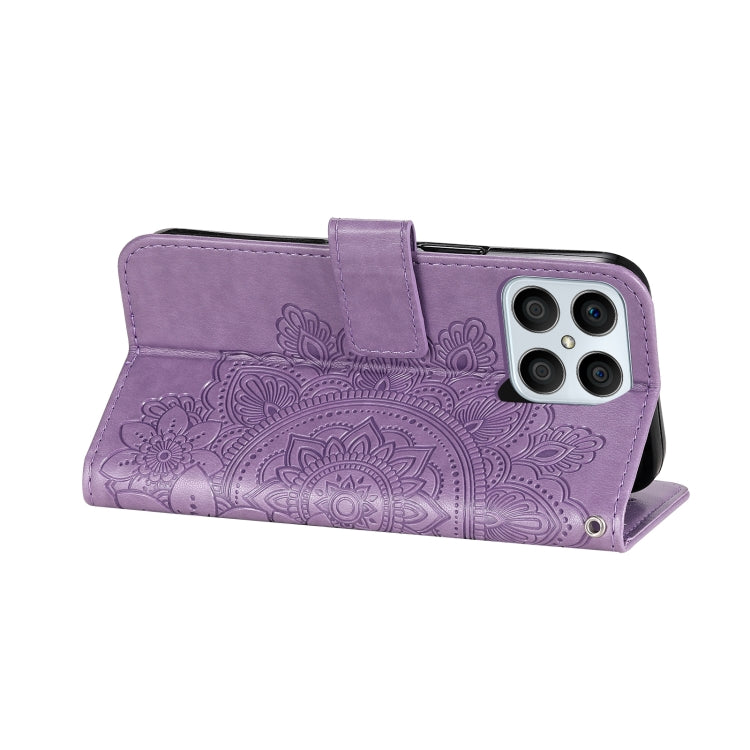 For Honor X8 5G / X6 7-petal Flowers Embossing Leather Phone Case(Light Purple) by buy2fix