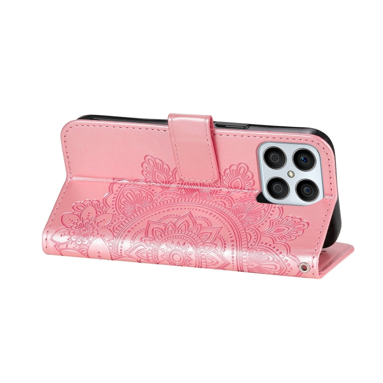 For Honor X8 5G / X6 7-petal Flowers Embossing Leather Phone Case(Rose Gold) by buy2fix