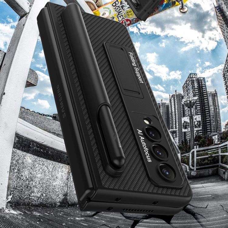 For Samsung Galaxy Z Fold4 GKK Ultra-thin Shockproof Leather Protective Case with Holder & Pen Slots(Grey) by GKK